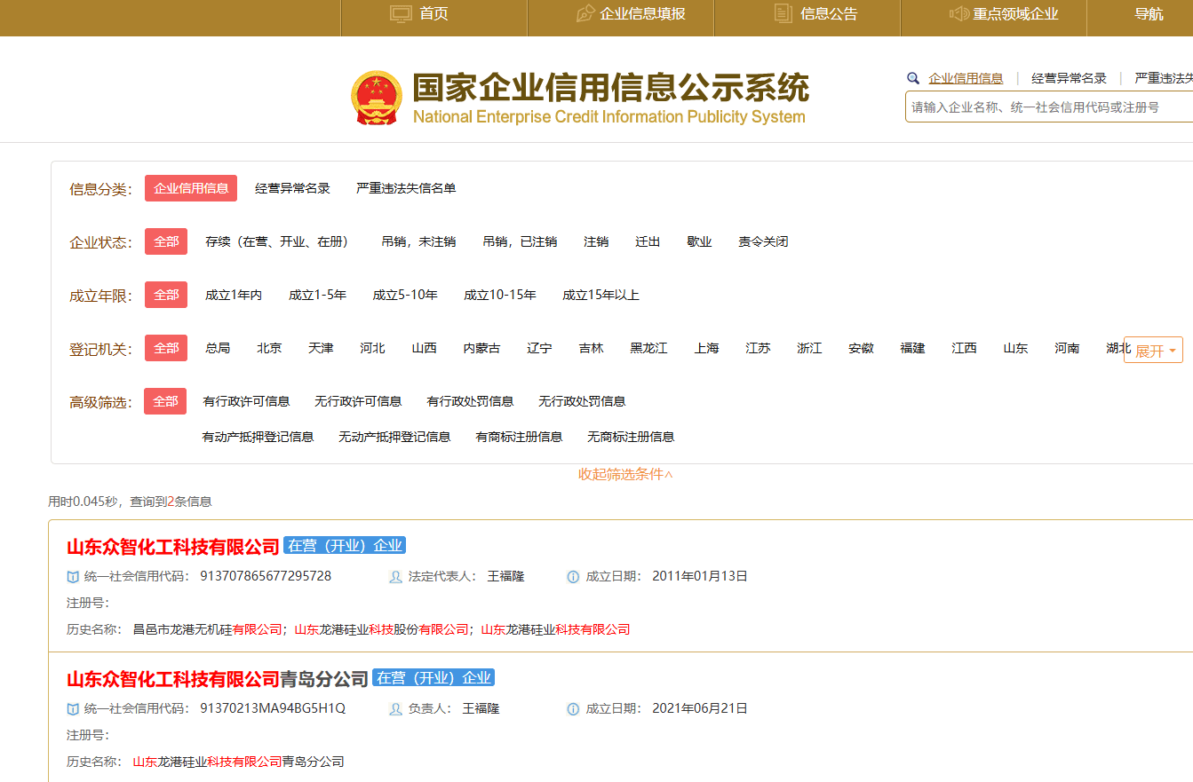 Official Company Name Change Record from China National Enterprise Credit Information Publicity System